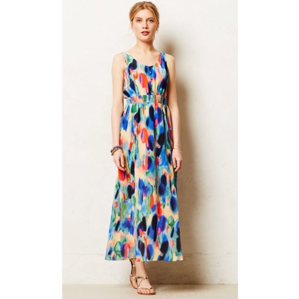 Anthropologie Aloisia Silk Maxi Dress by Maeve